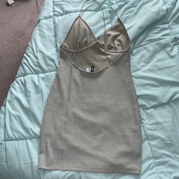 Silver Sparkly Divided Mini Dress - Picture 7 of 8